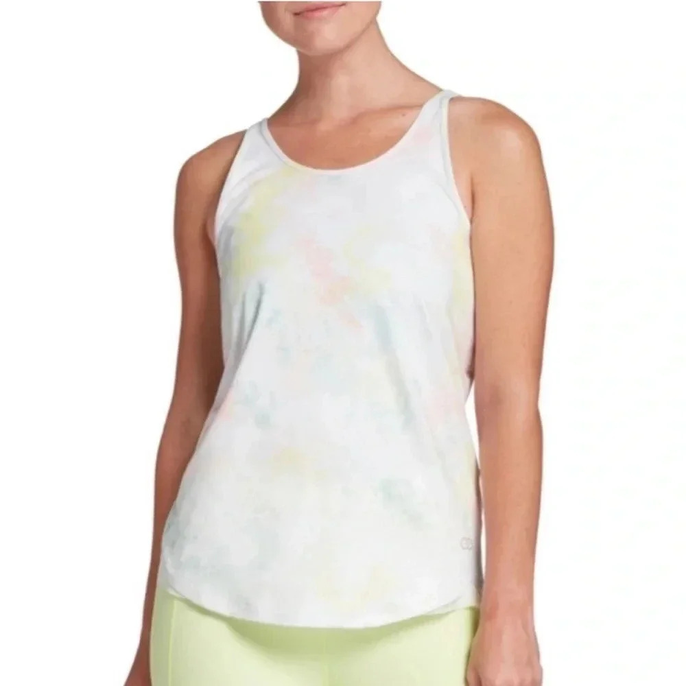 NWOT Calia Flow Overlap Mesh Strappy Tie Dye Tank